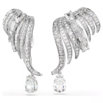 Vienna clip earrings Mixed cuts, Swan, White, Rhodium plated